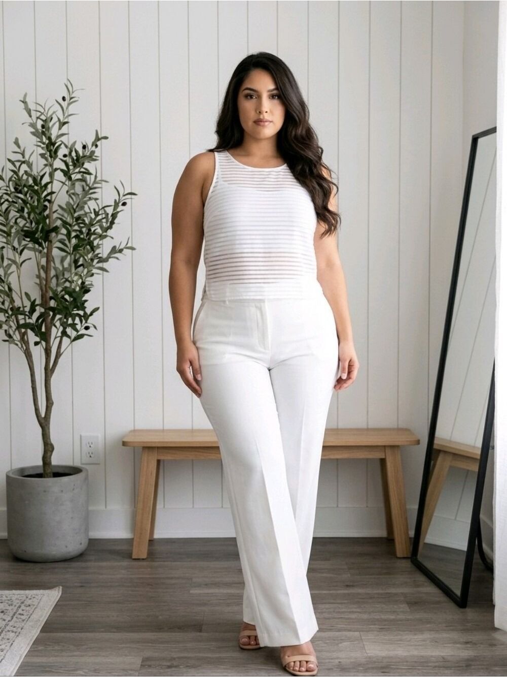 Express White Cut Out‎ Crop Blouse, Large Size